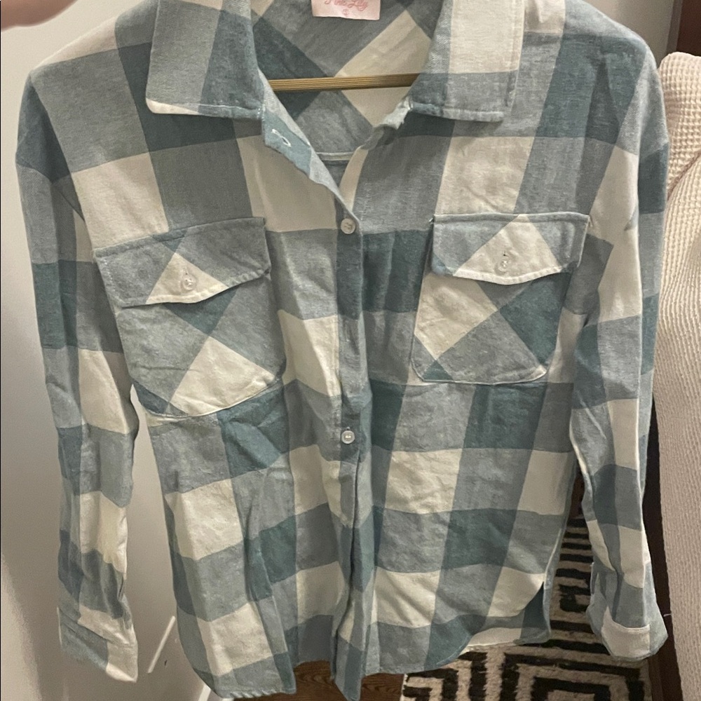 Blue and White Checkered Shirt Small